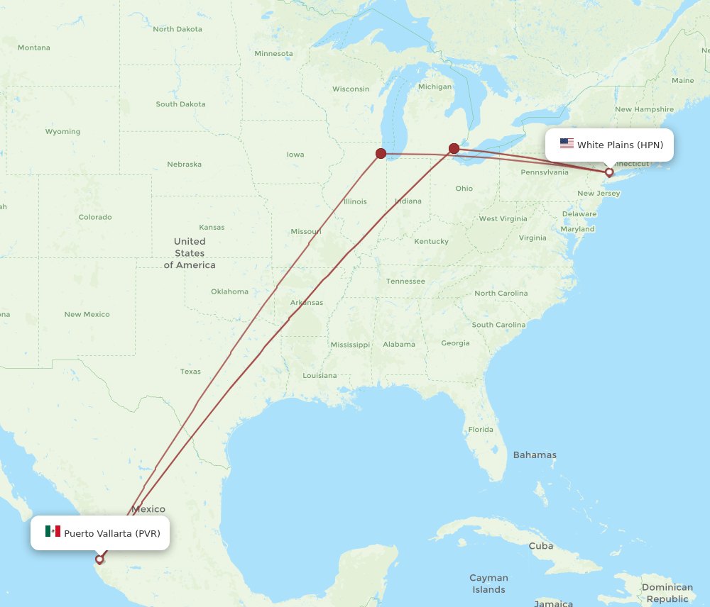 PVR-HPN flight routes