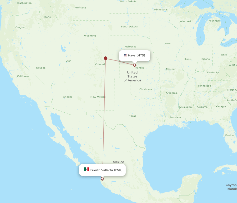 PVR to HYS flights and routes map