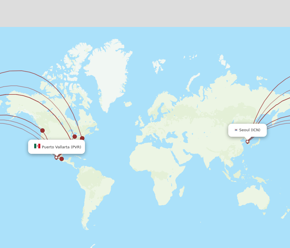 PVR to ICN flights and routes map