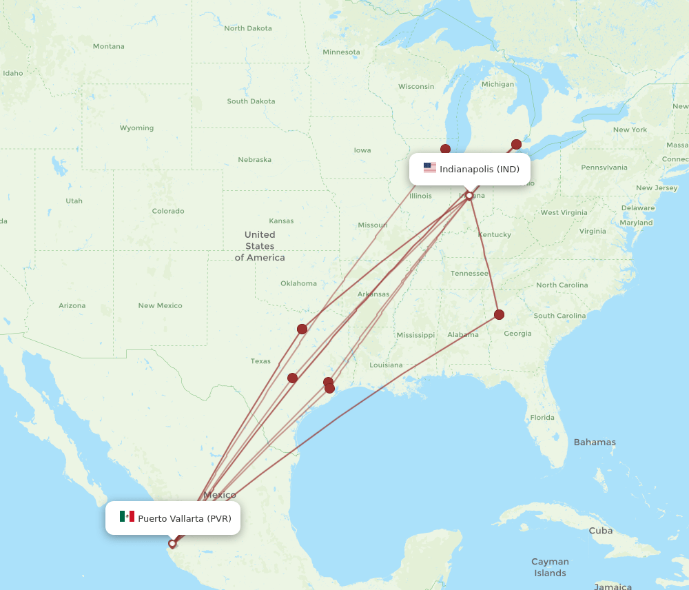 PVR-IND flight routes