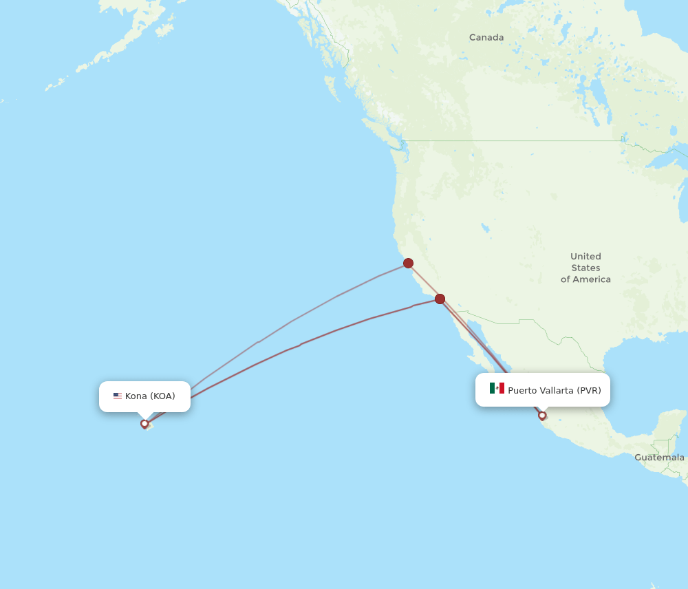 PVR-KOA flight routes