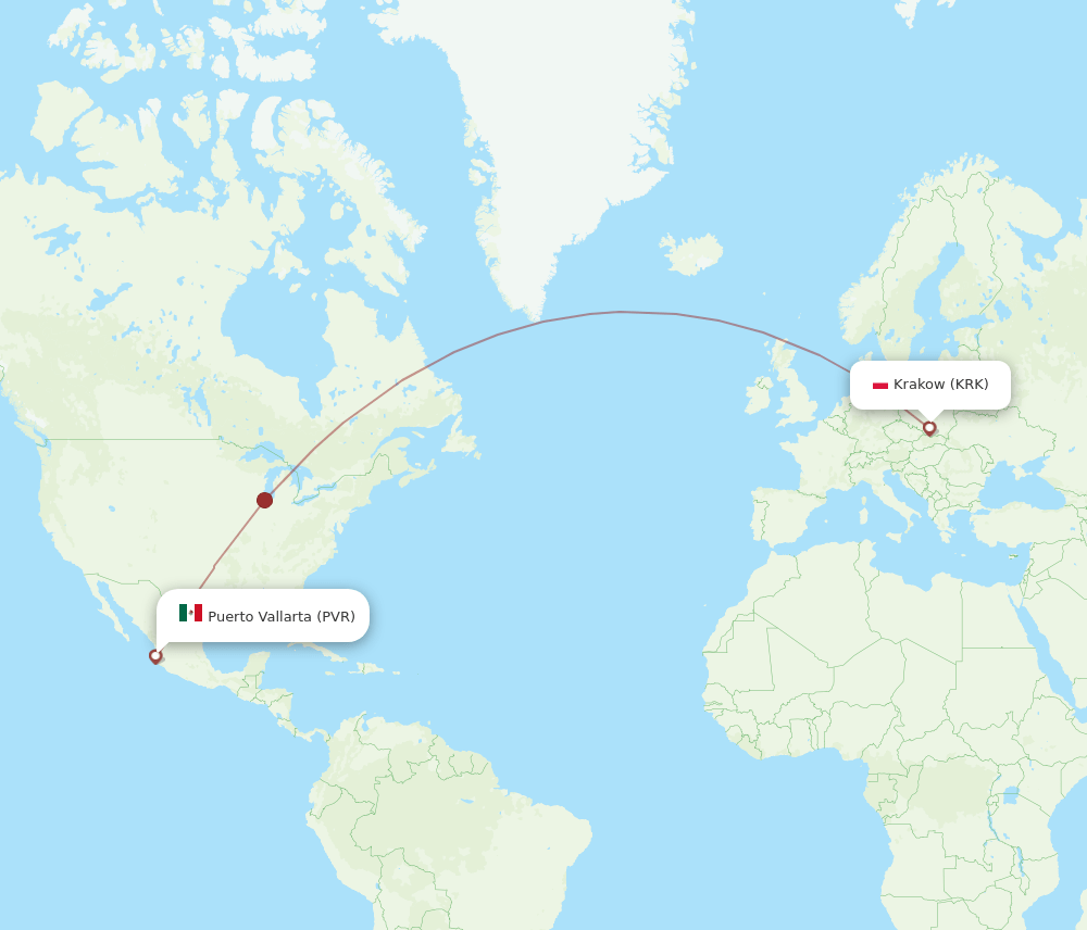 PVR to KRK flights and routes map