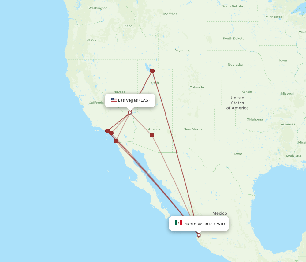 PVR-LAS flight routes