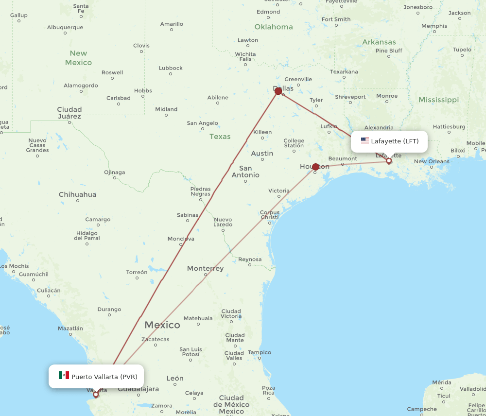 PVR-LFT flight routes