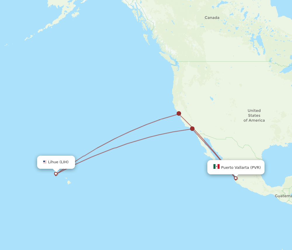 PVR-LIH flight routes