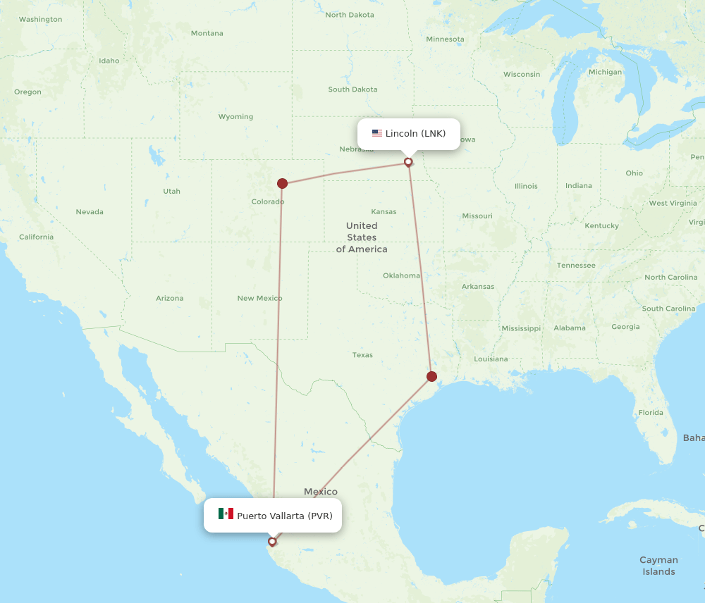 PVR to LNK flights and routes map