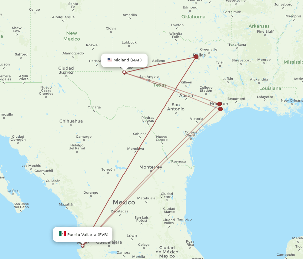 PVR-MAF flight routes
