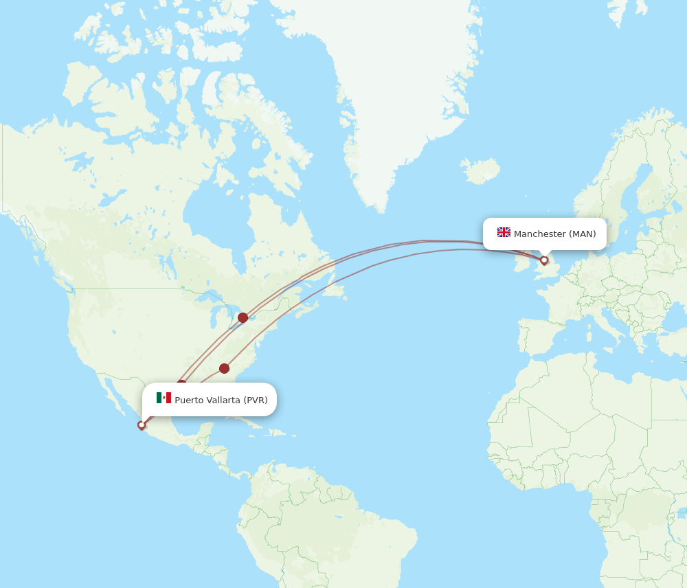 PVR to MAN flights and routes map