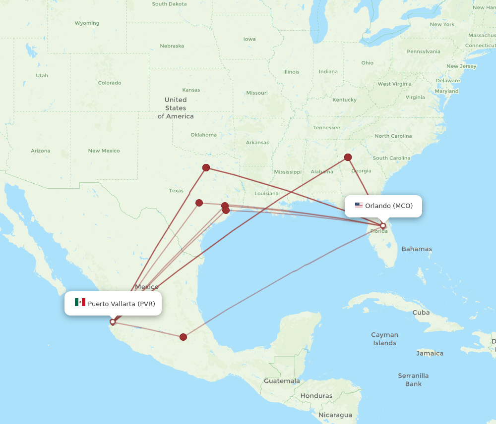 PVR-MCO flight routes
