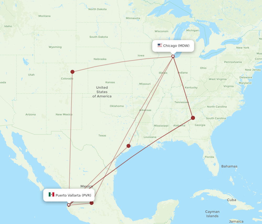 PVR-MDW flight routes