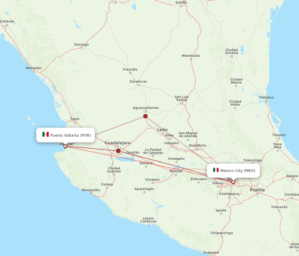 PVR-MEX flight routes