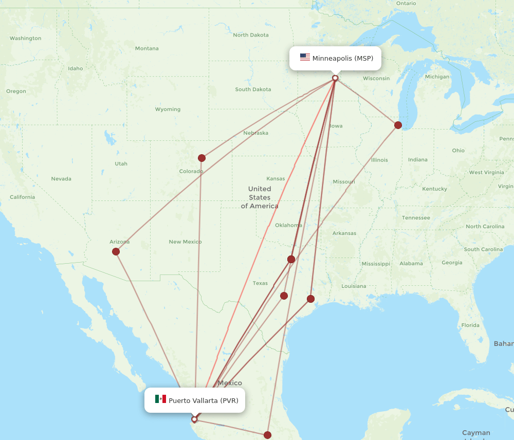 PVR-MSP flight routes