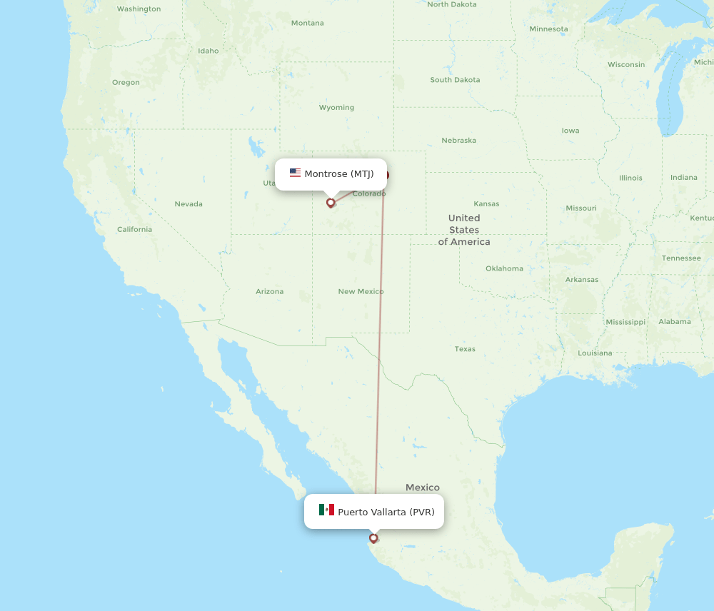 PVR to MTJ flights and routes map