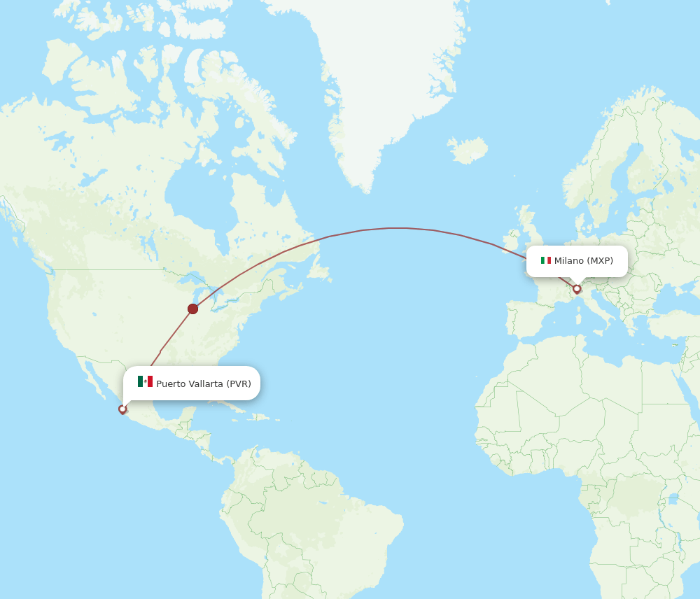 PVR-MXP flight routes
