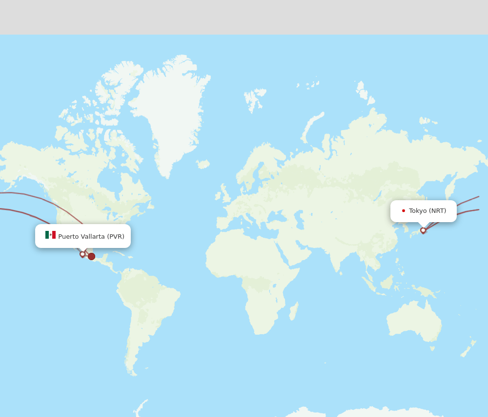 PVR-NRT flight routes