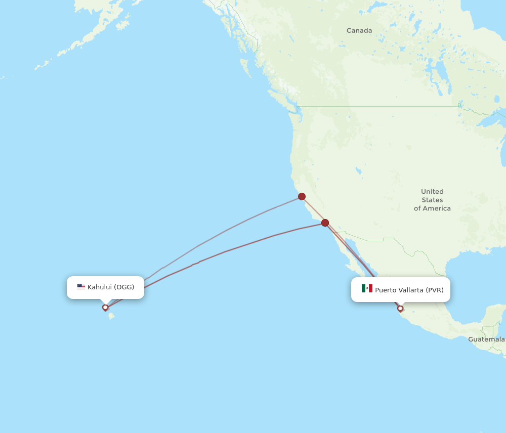 PVR to OGG flights and routes map