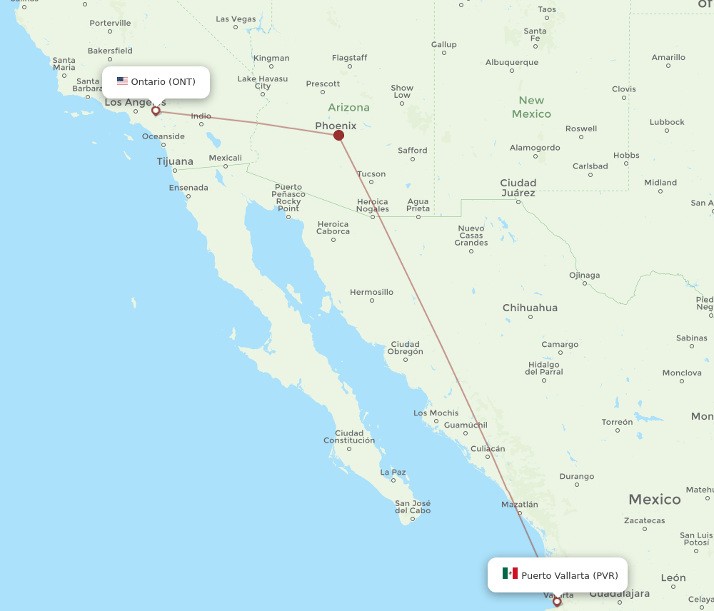 PVR-ONT flight routes