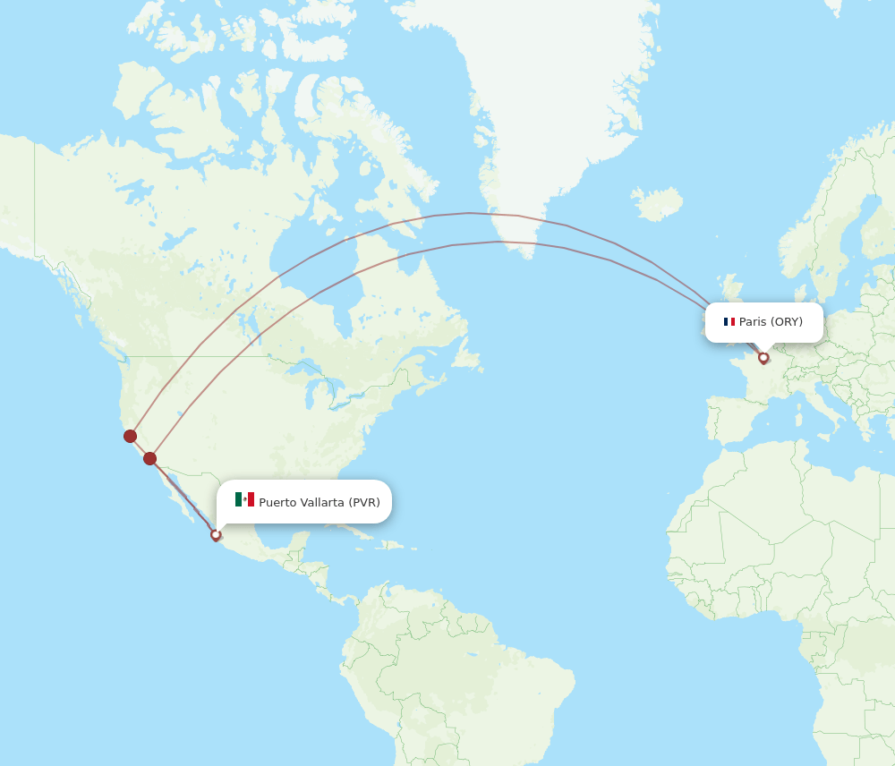 PVR to ORY flights and routes map