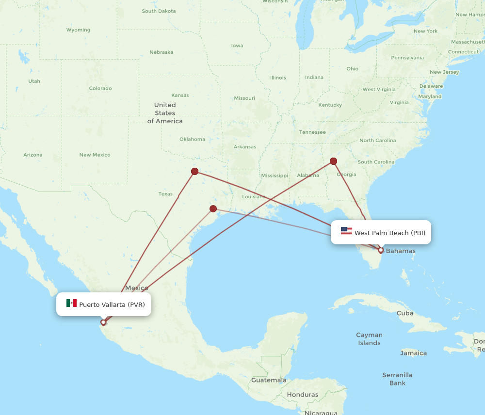 PVR-PBI flight routes