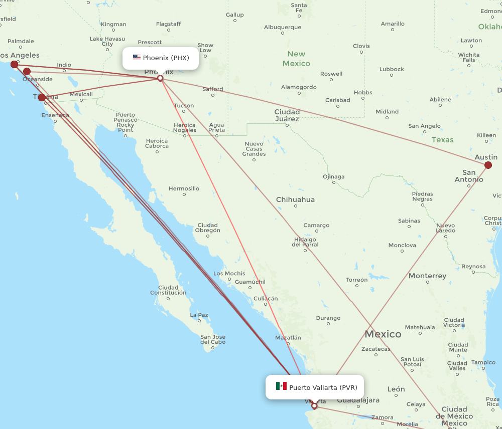 PVR-PHX flight routes