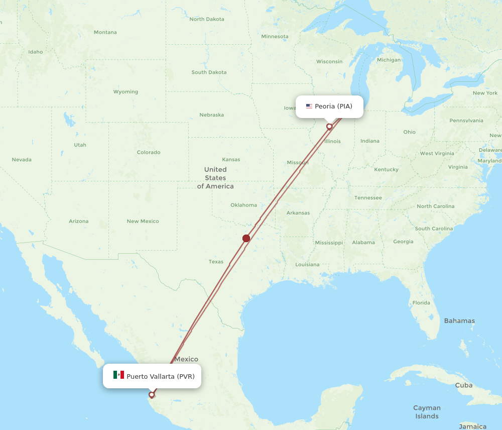 PVR to PIA flights and routes map