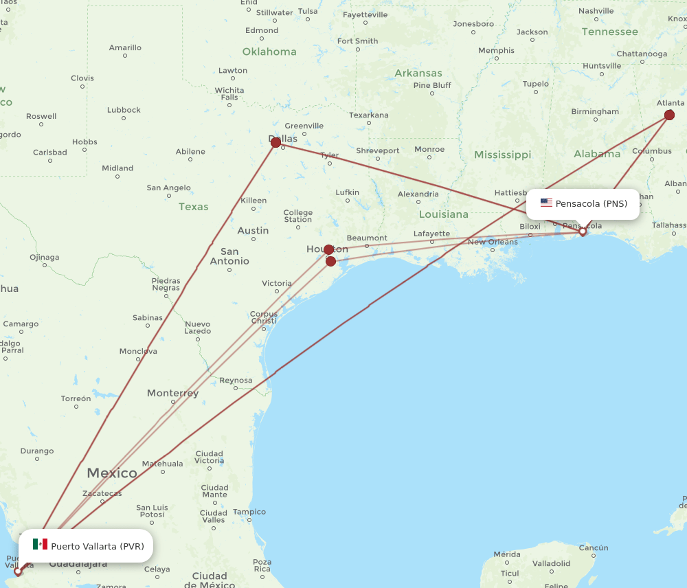PVR-PNS flight routes