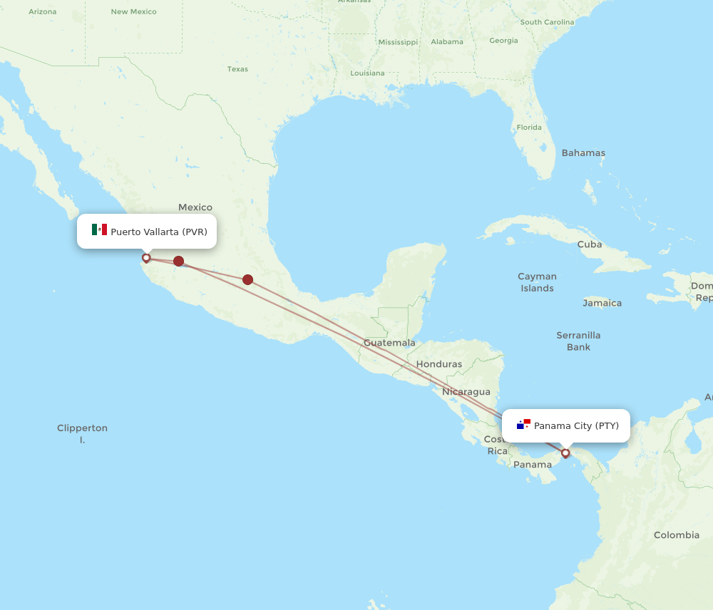 PVR-PTY flight routes