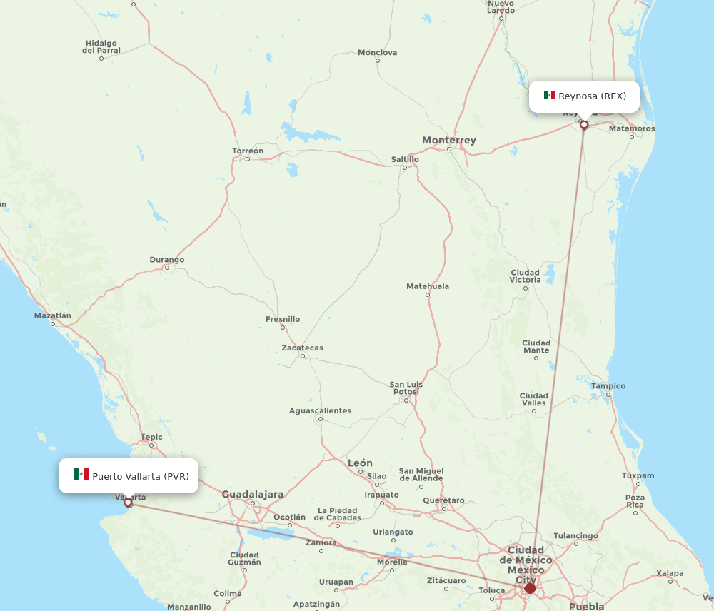 PVR-REX flight routes