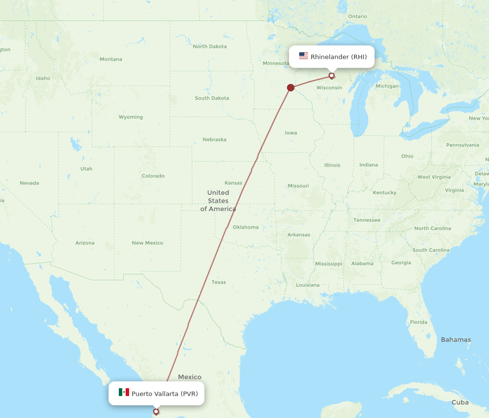 PVR to RHI flights and routes map