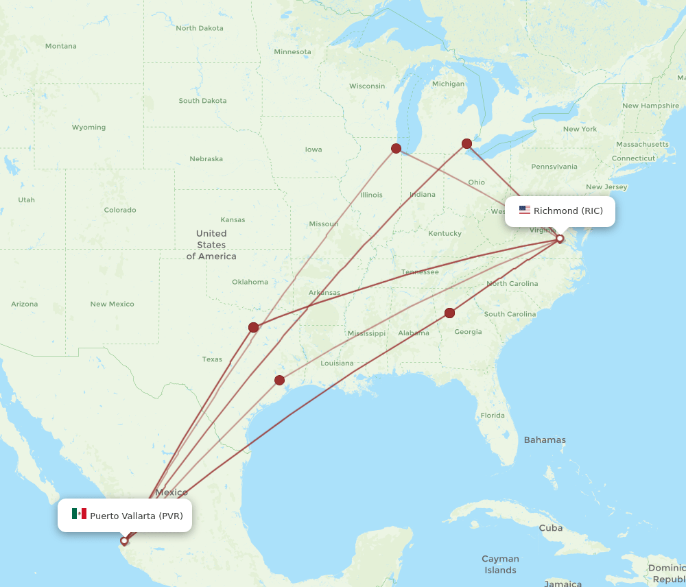 PVR-RIC flight routes