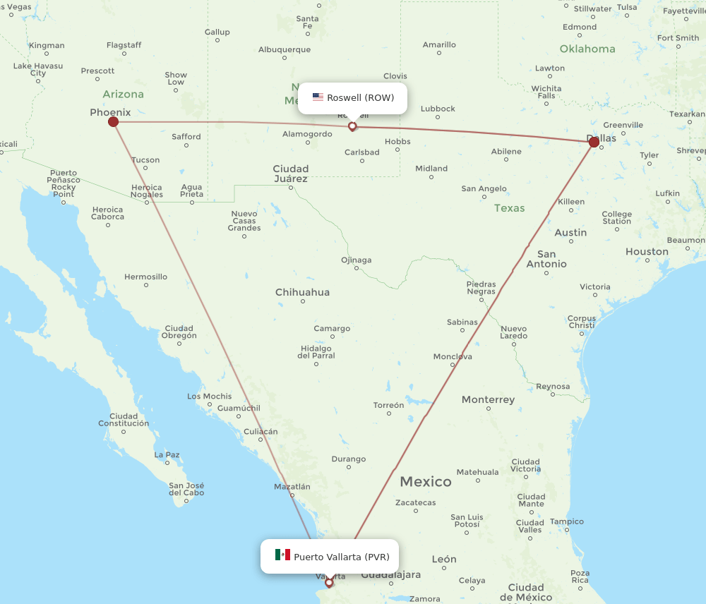 PVR-ROW flight routes