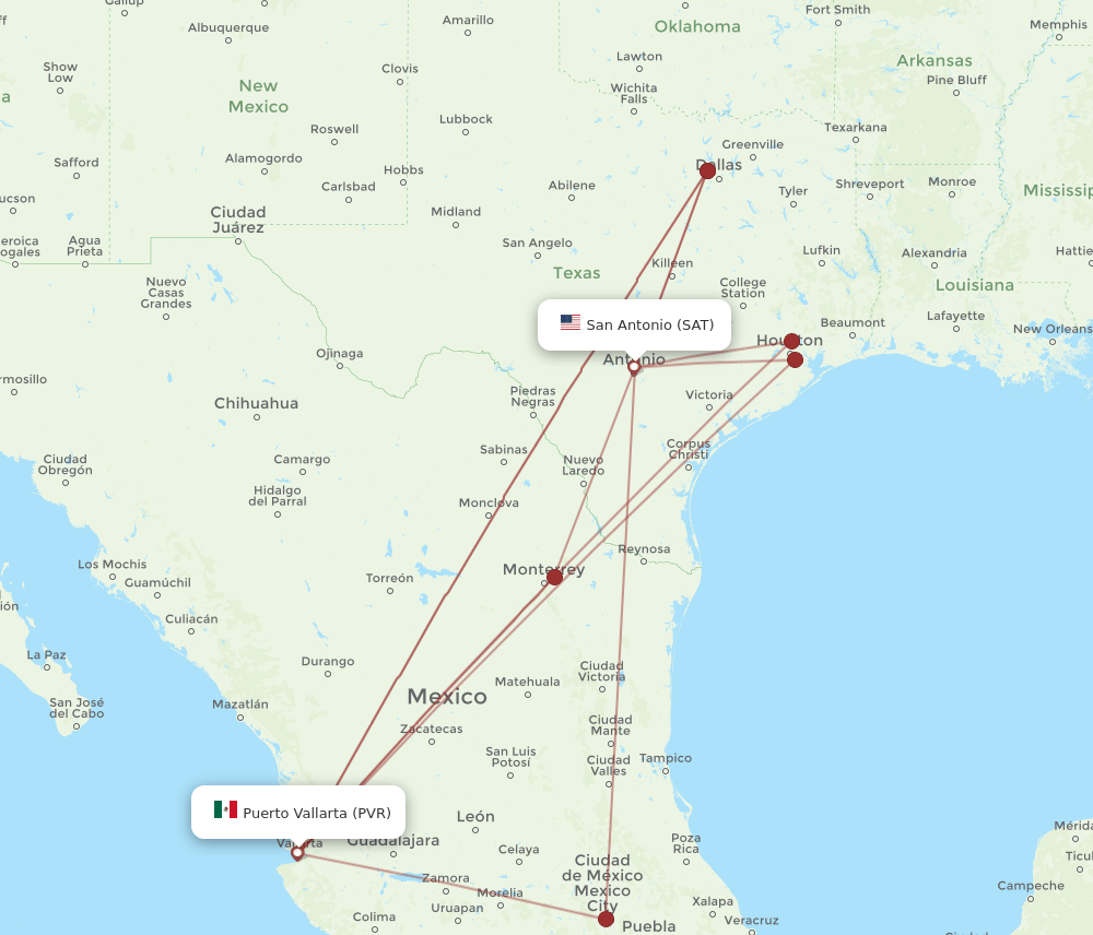 PVR-SAT flight routes