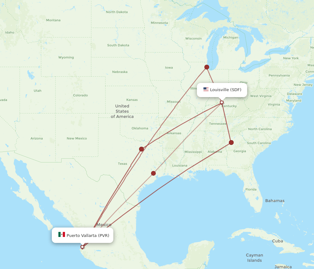 PVR-SDF flight routes