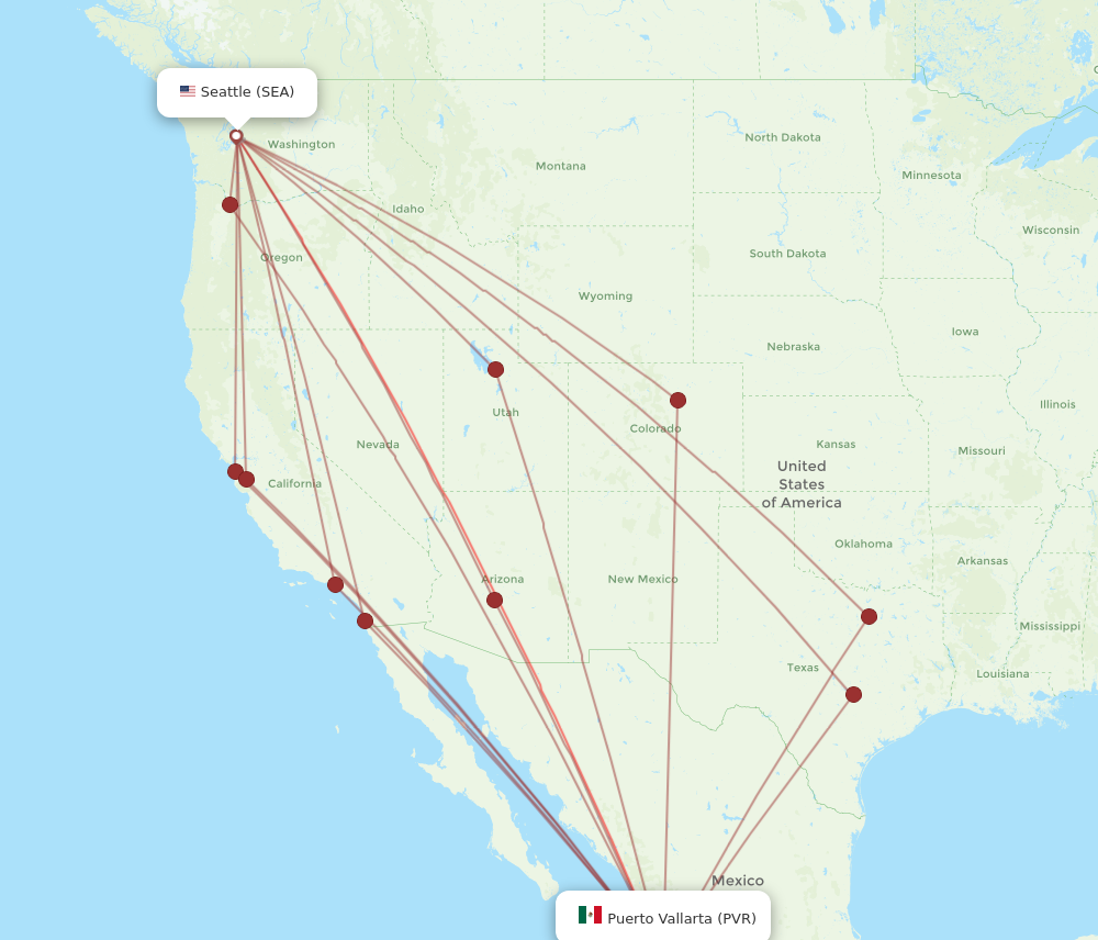 PVR to SEA flights and routes map