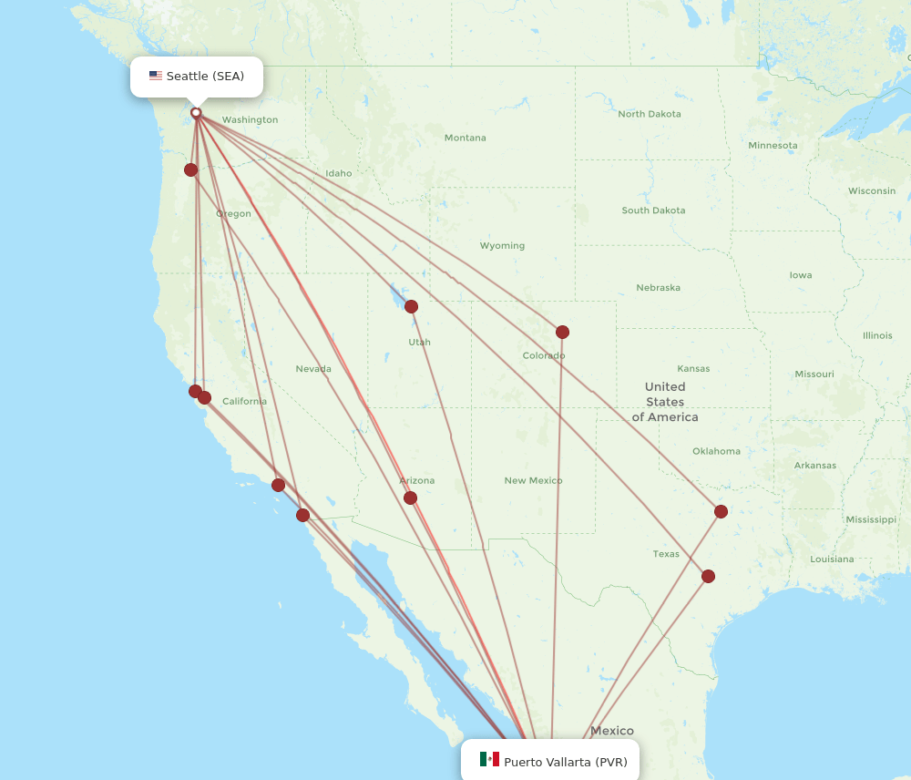 PVR-SEA flight routes