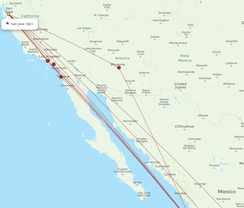 PVR to SJC flights and routes map