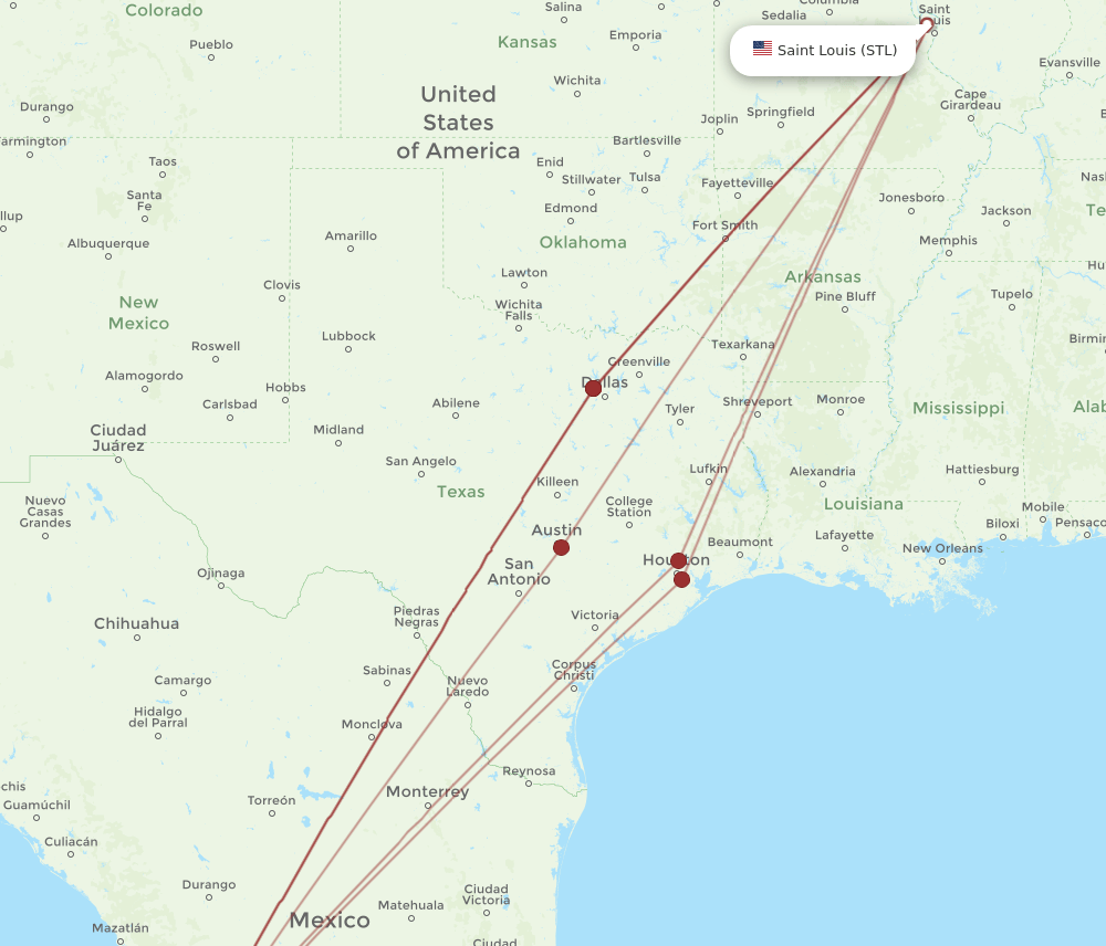 PVR-STL flight routes
