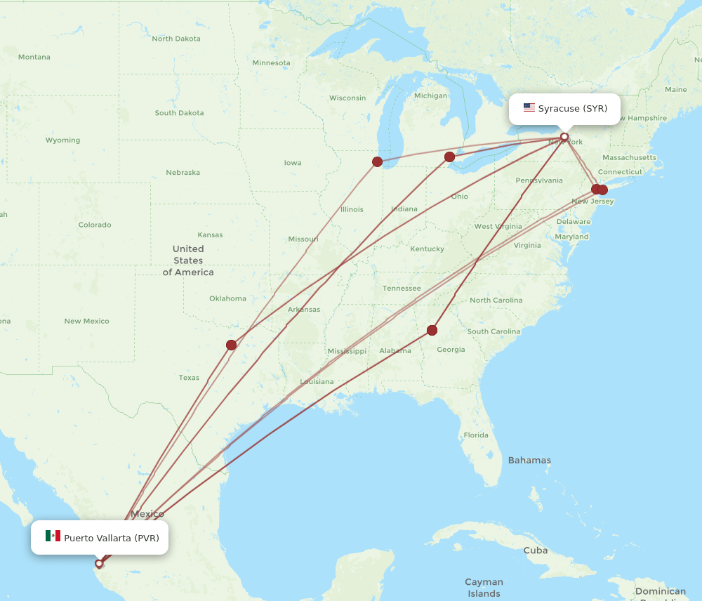 PVR-SYR flight routes