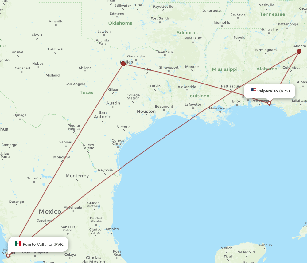 PVR-VPS flight routes