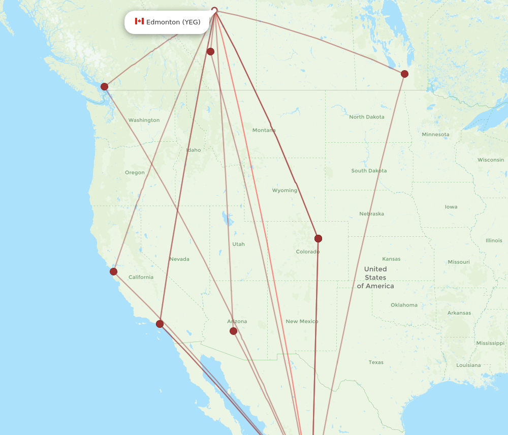 PVR to YEG flights and routes map