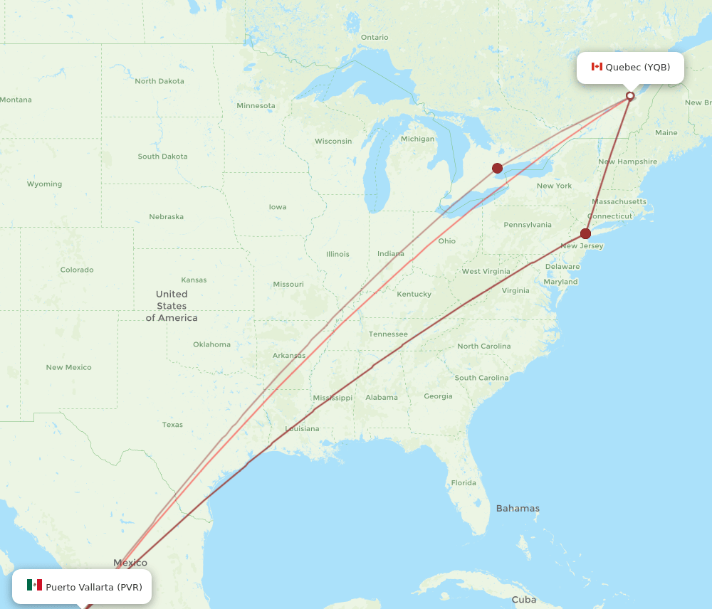 PVR-YQB flight routes