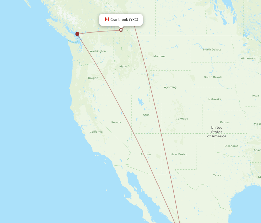 PVR-YXC flight routes