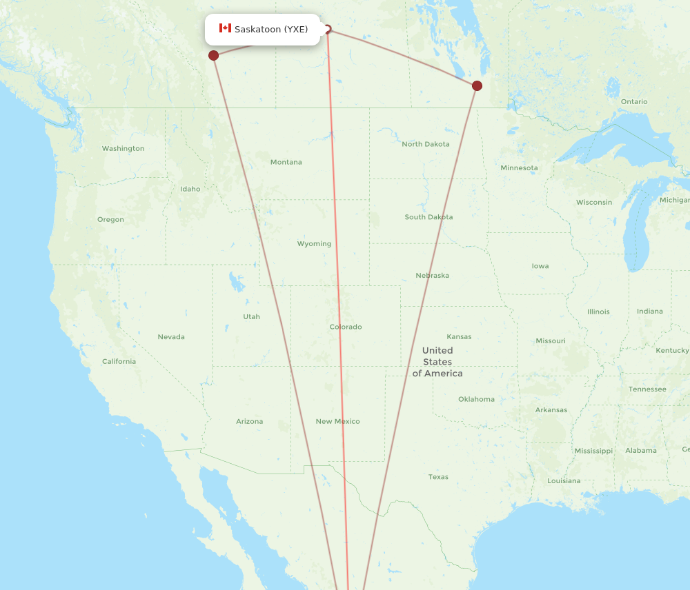 PVR to YXE flights and routes map