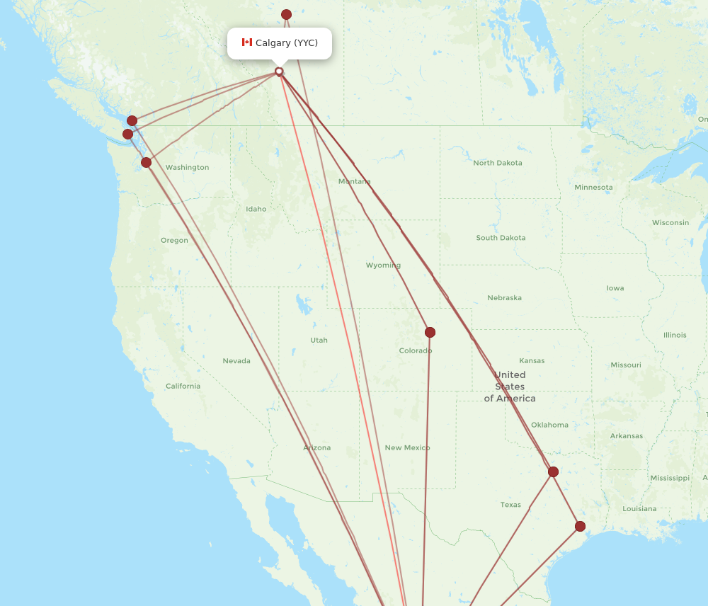 PVR to YYC flights and routes map