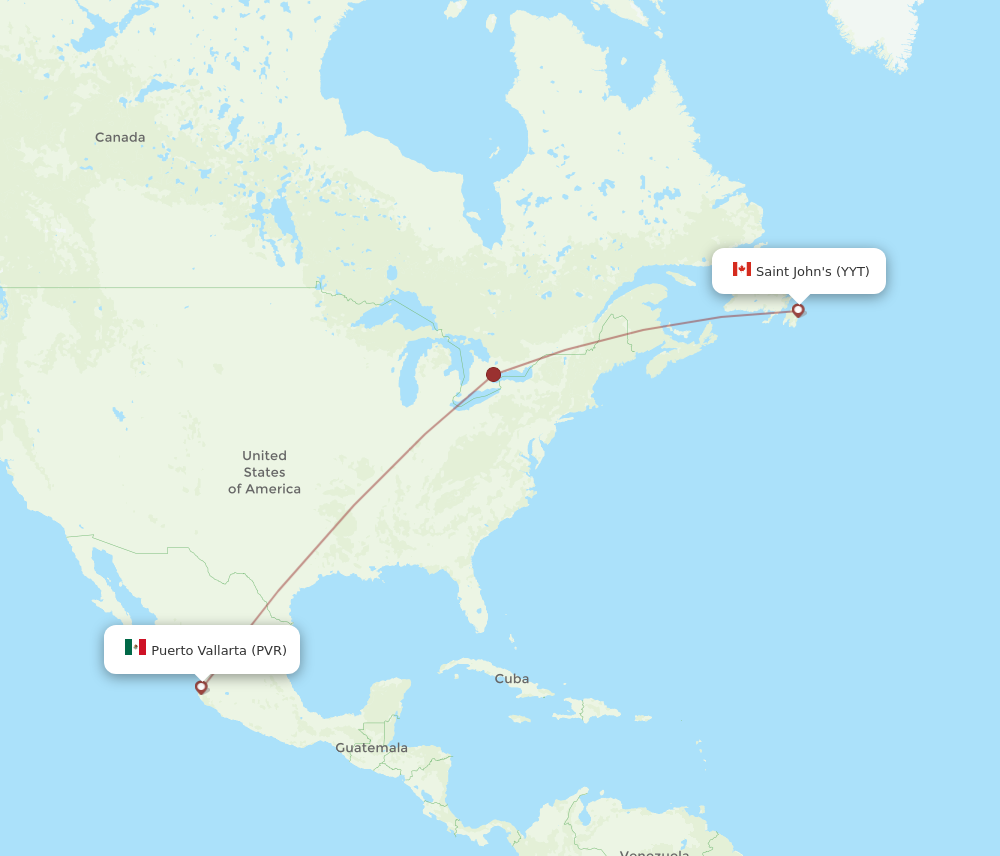 YYT to PVR flights and routes map