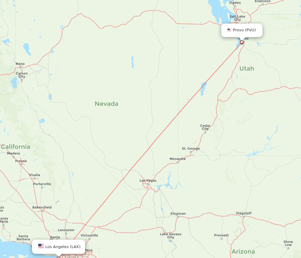 PVU-LAX flight routes