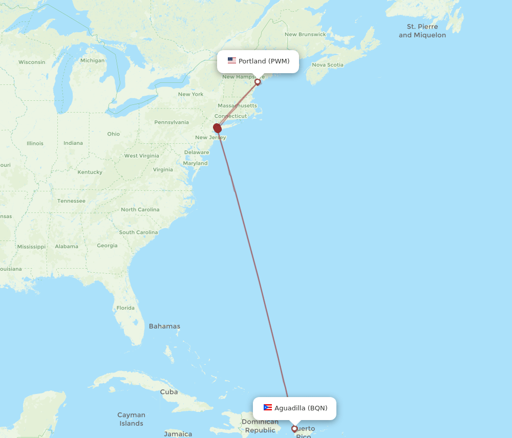 PWM-BQN flight routes