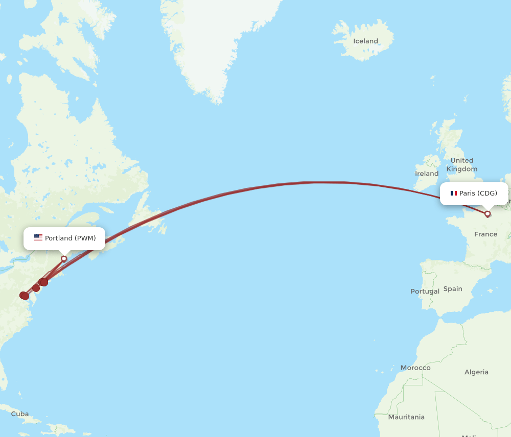 PWM-CDG flight routes