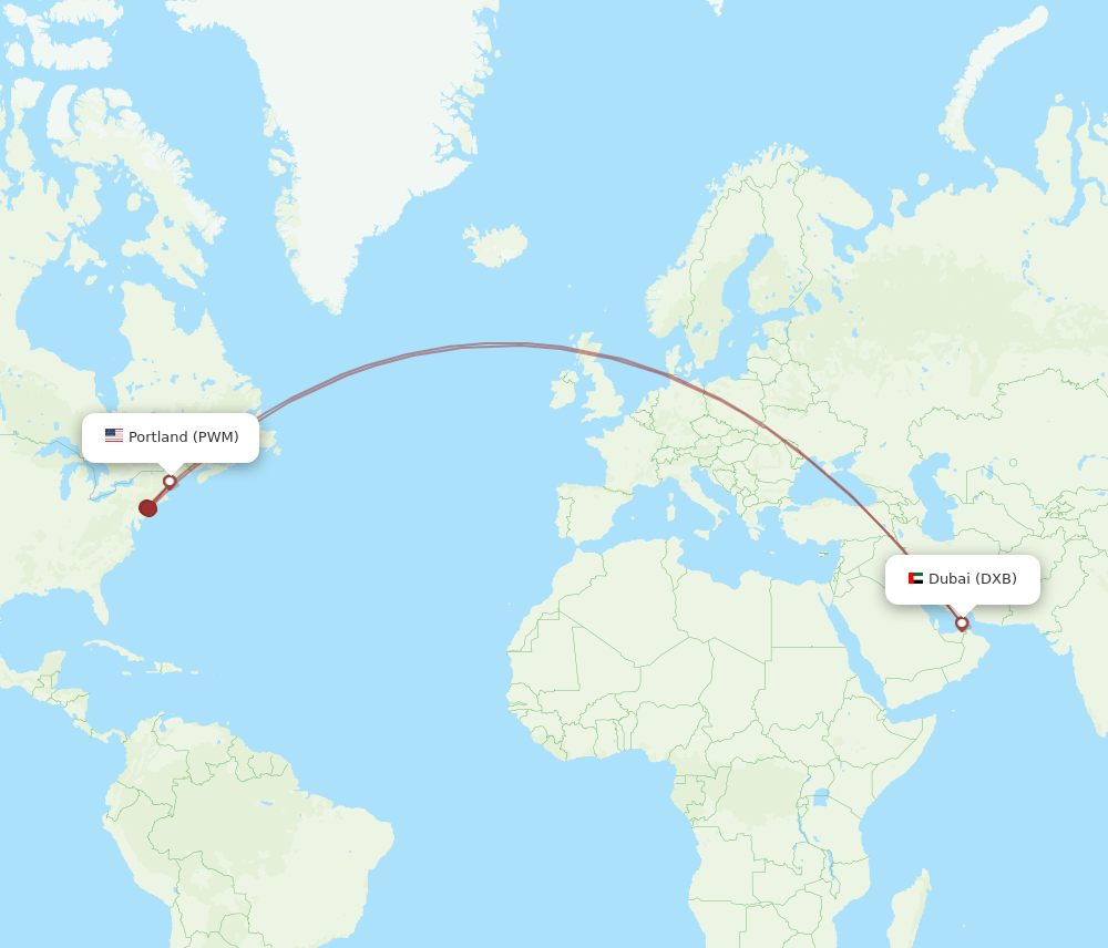 PWM-DXB flight routes