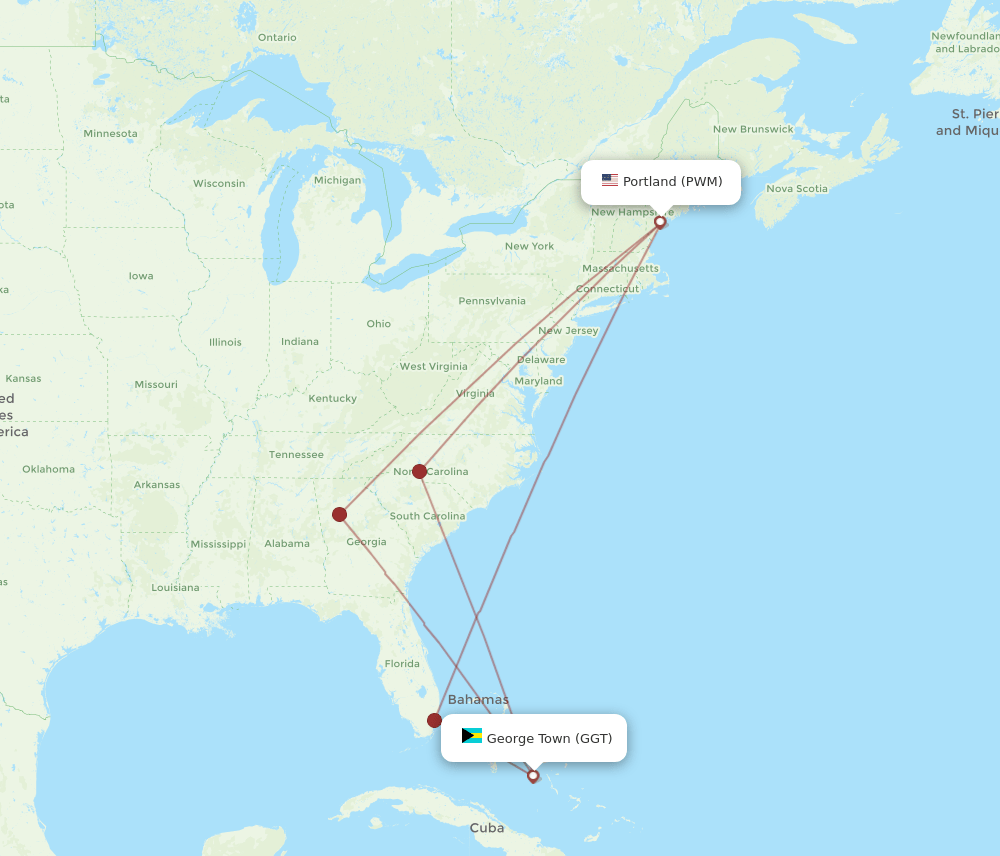 PWM-GGT flight routes
